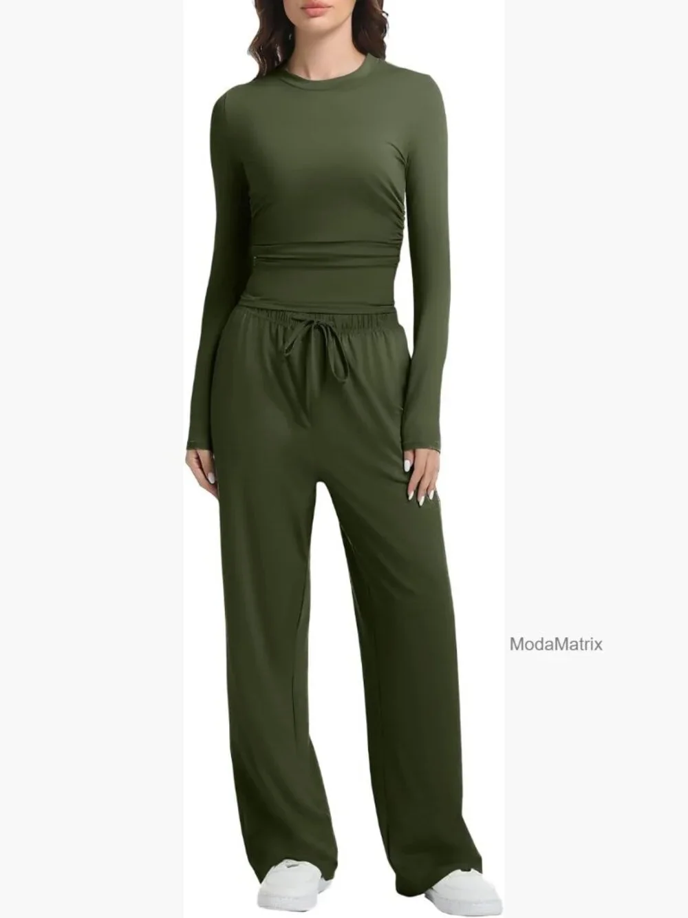 2 Piece Lounge Sets for Women Long Sleeve Wide Leg Tracksuits Matching